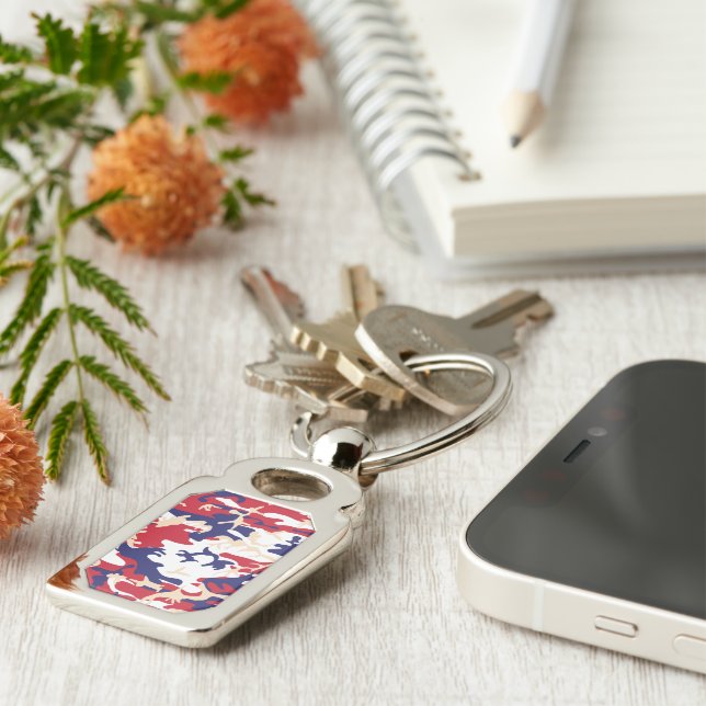4th of July, Independence day, Camouflage Beige Key Ring (Side)
