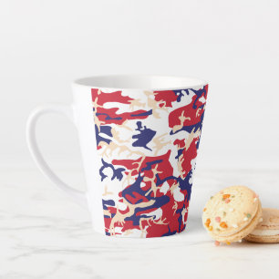 4th of July, Independence day, Camouflage Beige Latte Mug