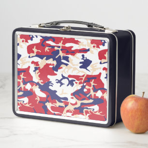 4th of July, Independence day, Camouflage Beige Metal Lunch Box