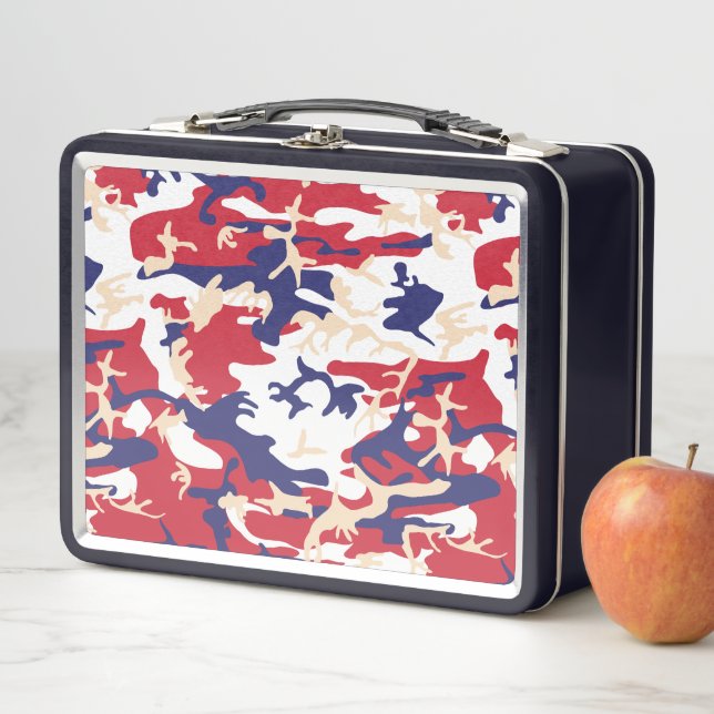 4th of July, Independence day, Camouflage Beige Metal Lunch Box (In Situ)
