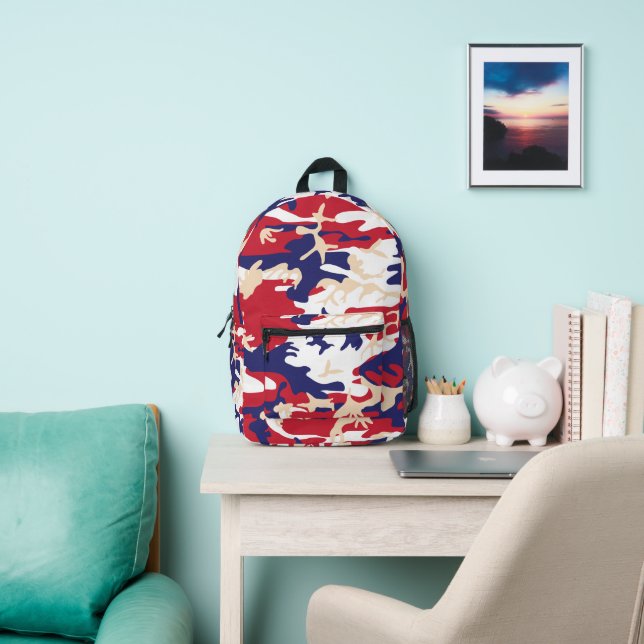 4th of July, Independence day, Camouflage Beige Printed Backpack (Insitu)