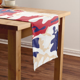 4th of July, Independence day, Camouflage Beige Short Table Runner