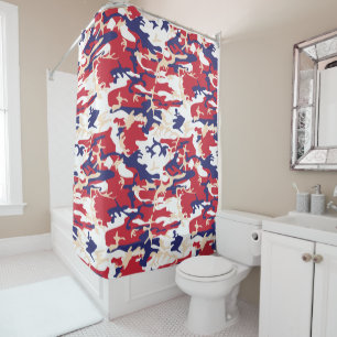 4th of July, Independence day, Camouflage Beige Shower Curtain