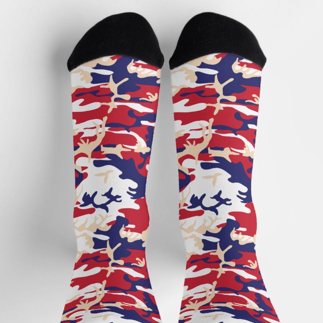 4th of July, Independence day, Camouflage Beige Socks (Top)