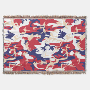4th of July, Independence day, Camouflage Beige Throw Blanket
