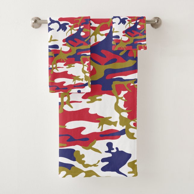 4th of July, Independence day, Camouflage Gold Bath Towel Set (Insitu)