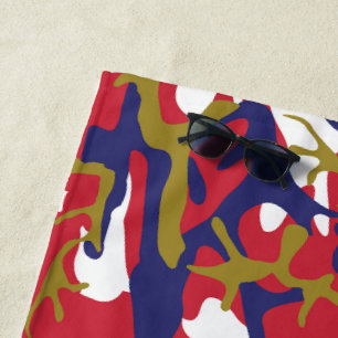 4th of July, Independence day, Camouflage Gold Beach Towel