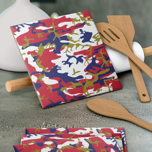 4th of July, Independence day, Camouflage Gold Ceramic Tile