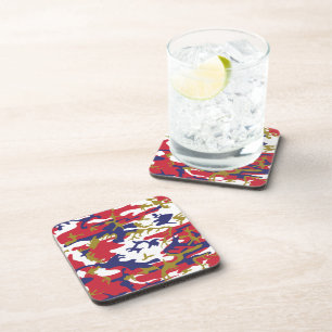 4th of July, Independence day, Camouflage Gold Coaster