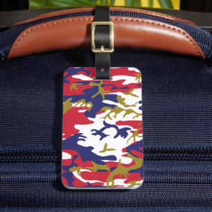 4th of July, Independence day, Camouflage Gold Luggage Tag