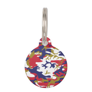 4th of July, Independence day, Camouflage Gold Pet Tag