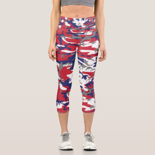4th of July, Independence day, Camouflage Grey Capri Leggings