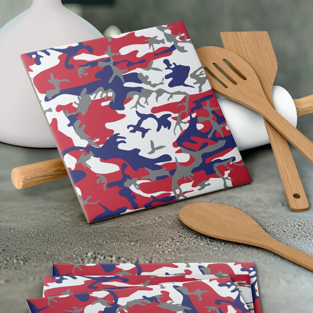 4th of July, Independence day, Camouflage Grey Ceramic Tile (Creator Uploaded)