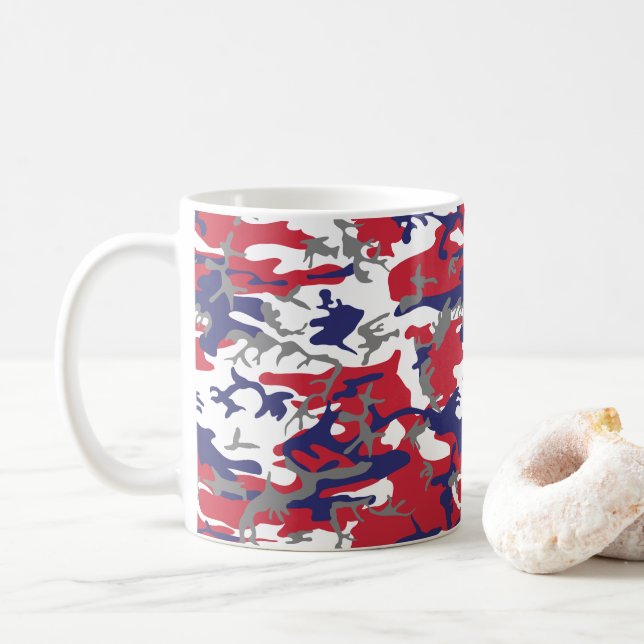 4th of July, Independence day, Camouflage Grey Coffee Mug (With Donut)