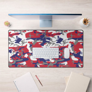 4th of July, Independence day, Camouflage Grey Desk Mat