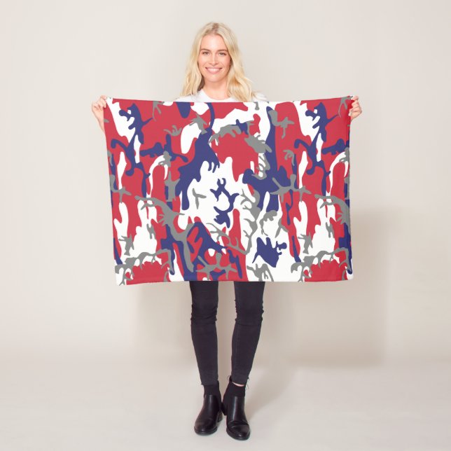 4th of July, Independence day, Camouflage Grey Fleece Blanket (In Situ)