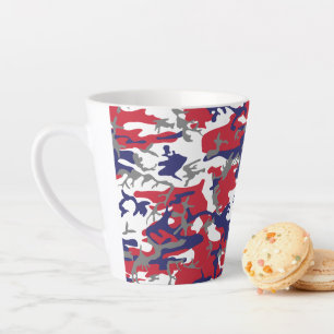 4th of July, Independence day, Camouflage Grey Latte Mug