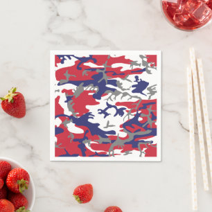 4th of July, Independence day, Camouflage Grey Napkin