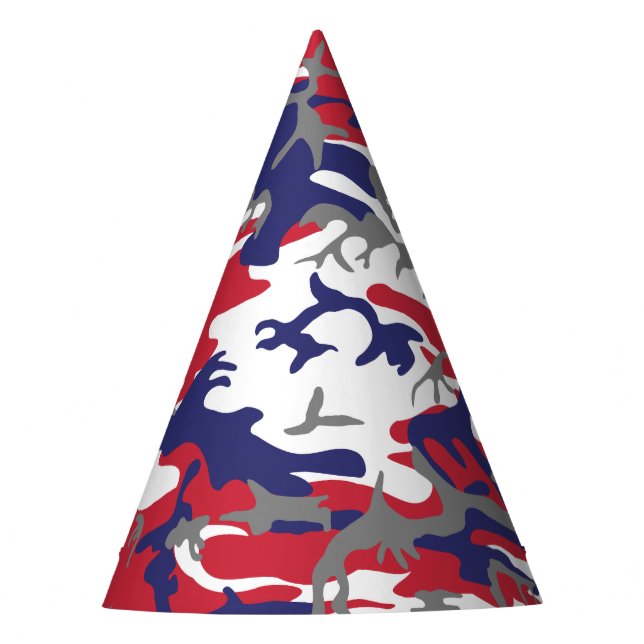 4th of July, Independence day, Camouflage Grey Party Hat (Front)