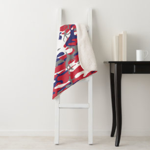 4th of July, Independence day, Camouflage Grey Sherpa Blanket