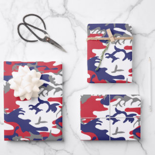 4th of July, Independence day, Camouflage Grey Wrapping Paper Sheet