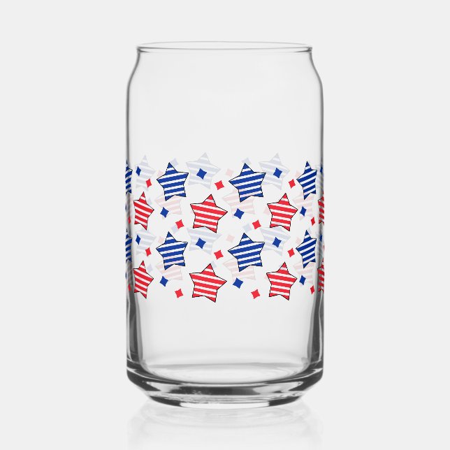 4th of July Independence Day Can Glass (Front)
