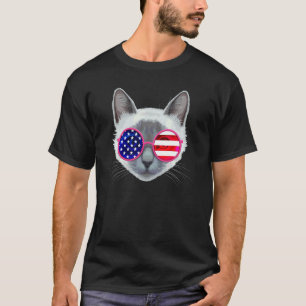 4th Of July Independence Day Cat Usa Flag Glasses T-Shirt