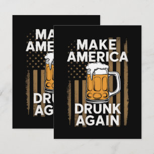 4th of July Independence Day Drinking Beer Thank You Card