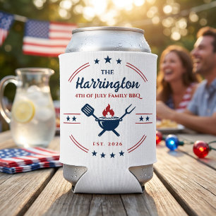 4th of July Independence Day Family BBQ 2 Side Can Cooler