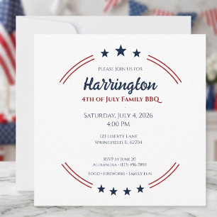 4th of July Independence Day Family BBQ Invitation