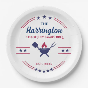 4th of July Independence Day Family BBQ Paper Plate