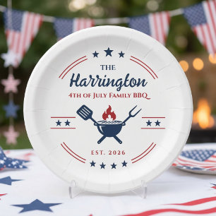4th of July Independence Day Family BBQ Paper Plate