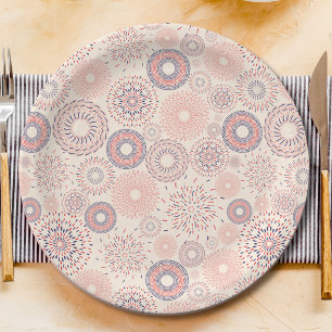 4th of July Independence Day Firecrackers Pattern Paper Plate