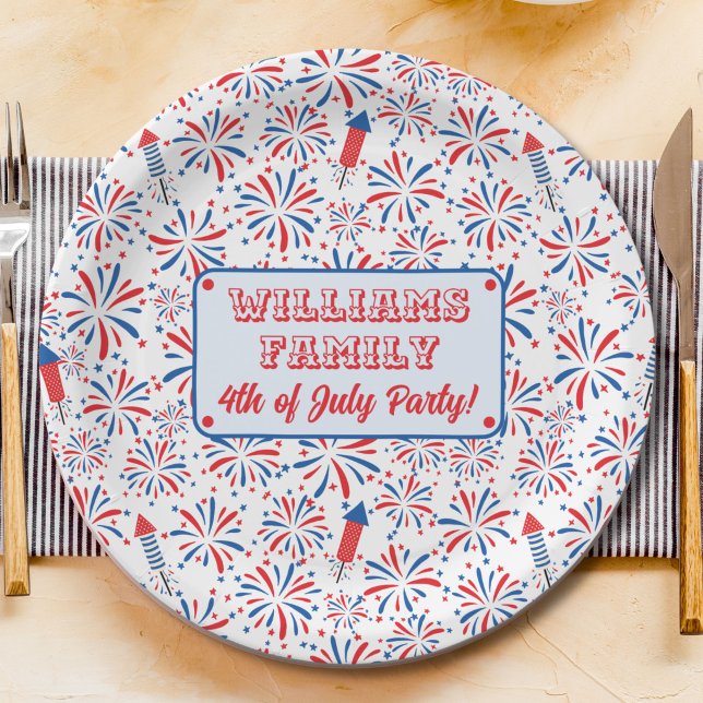 4th of July Independence Day Firework Personalised Paper Plate (Creator Uploaded)