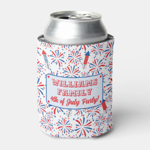 4th of July Independence Day Fireworks Pattern Can Cooler