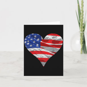 4th of July Independence Day Heart with USA Flag Card