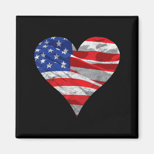 4th of July Independence Day Heart with USA Flag Magnet