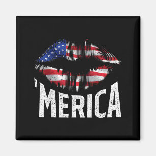 4th of July Independence Day MERICA Kiss Mouth USA Magnet