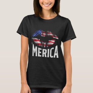 4th of July Independence Day MERICA Kiss Mouth USA T-Shirt