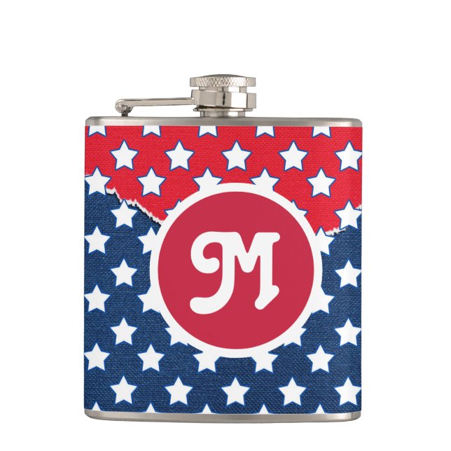 4th of July Independence day monogram Hip Flask (Front)