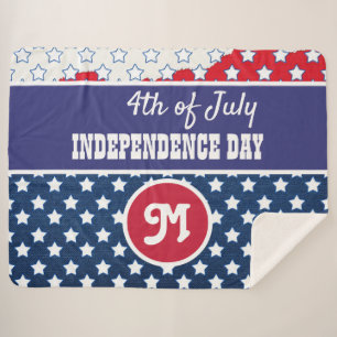 4th of July Independence day monogram Sherpa Blanket