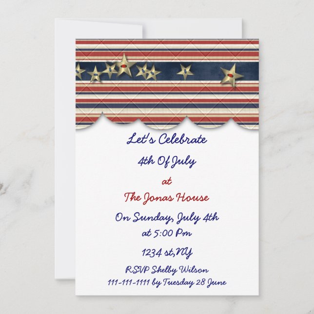 4th of july independence day party invites (Front)
