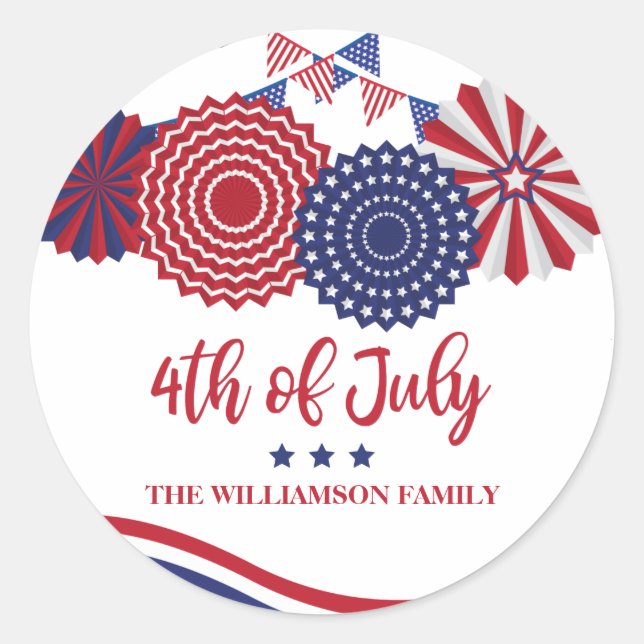 4th of July Independence Day Party Stickers (Front)