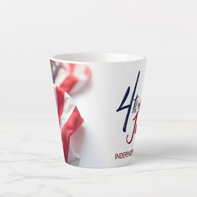 4th of July Independence Day Patriotic Design Latte Mug (Front)