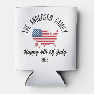 4th of July Independence Day Personalised Name Can Cooler