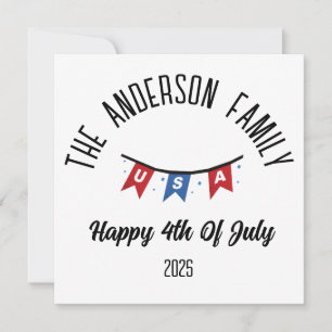 4th of July Independence Day Personalised Name Holiday Card