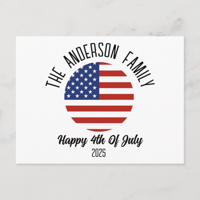 4th of July Independence Day Personalised Name Holiday Postcard (Front)