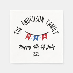 4th of July Independence Day Personalised Name Napkin