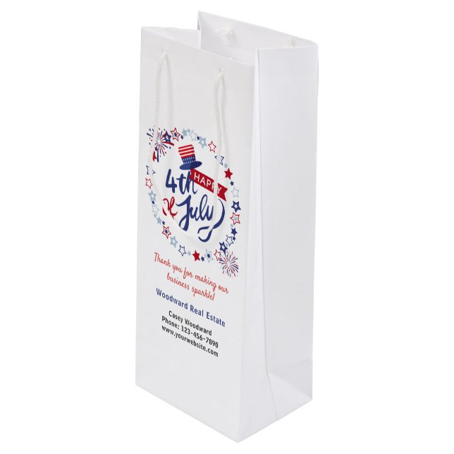 4th of July Independence Day | Real Estate Cheers Wine Gift Bag (Front Angled)