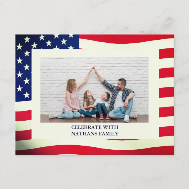 4th of July Independence Day Red White Blue Photo Holiday Postcard (Front)